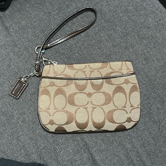 Coach Handbags - Coach Leather Trim Wristlet